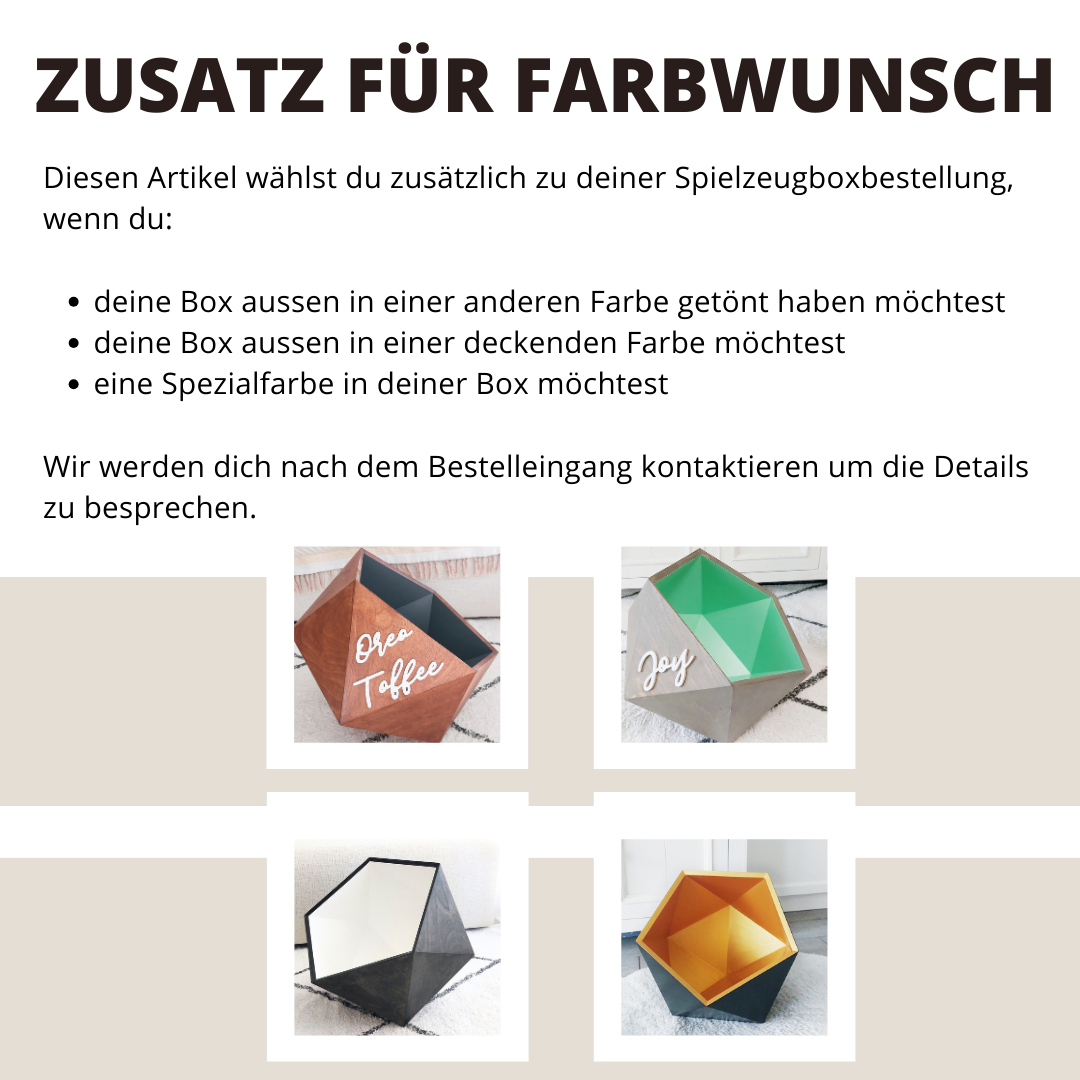 Extra Farbwunsch Spielzeugbox innen und aussen
