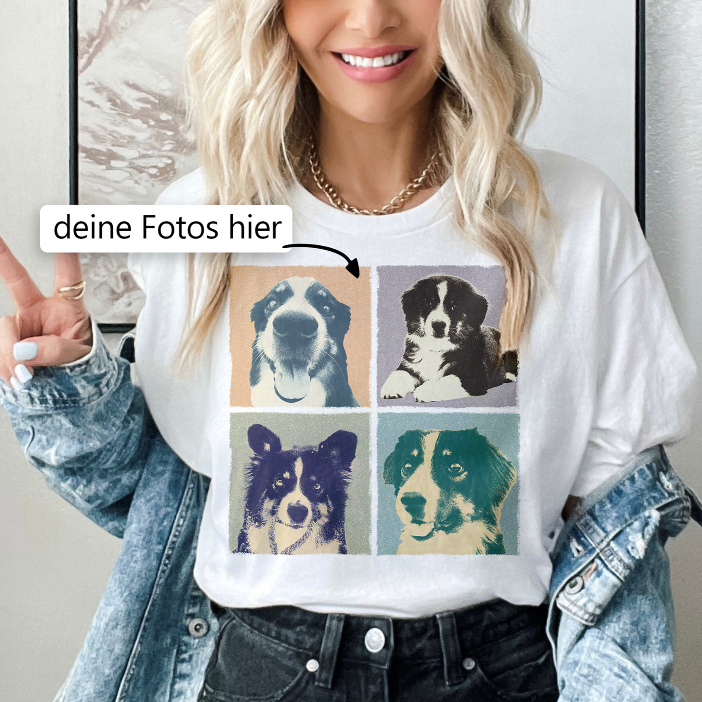 Hundefoto auf T-Shirt bedruckt retro Look