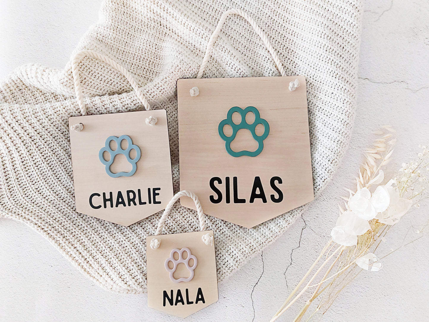 Weihnachtsgeschenk Namensschild Hunde