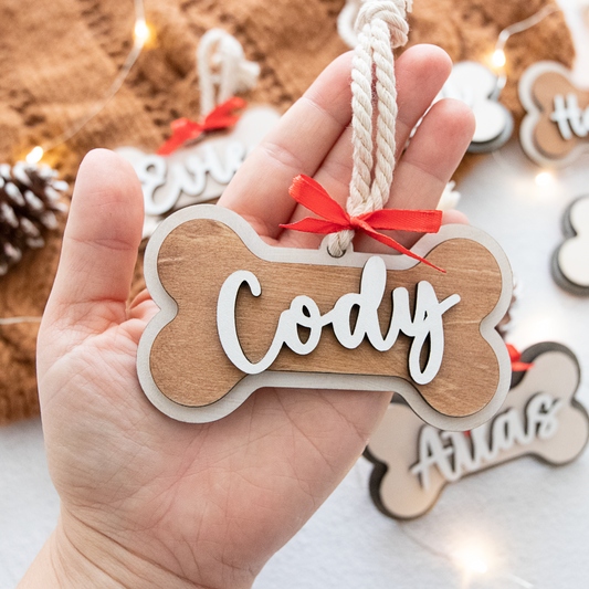 Personalisiertes Holzschild Knochenform